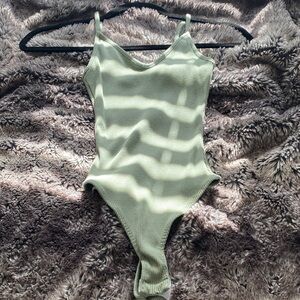 Lulu's Light Green Ribbed Bodysuit